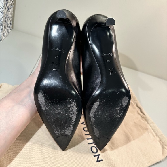 Authentic Louis Vuitton Black Calfskin Leather Heartbreaker Pointed Toe Pumps 36 - Picture 12 of 15